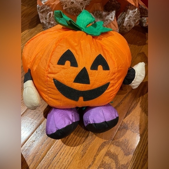 Vintage 1994 Halloween Nylon Pumpkin Plush Man Gibson Greetings Jack o' Lantern